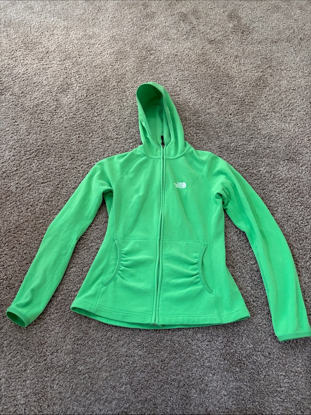 The North Face Women's Bright Green Full-Zip Hooded Fleece Jacket
